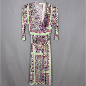 Etro Milano Dress Womens 44 US M Paisley Faux Wrap Midi Flowy Boho